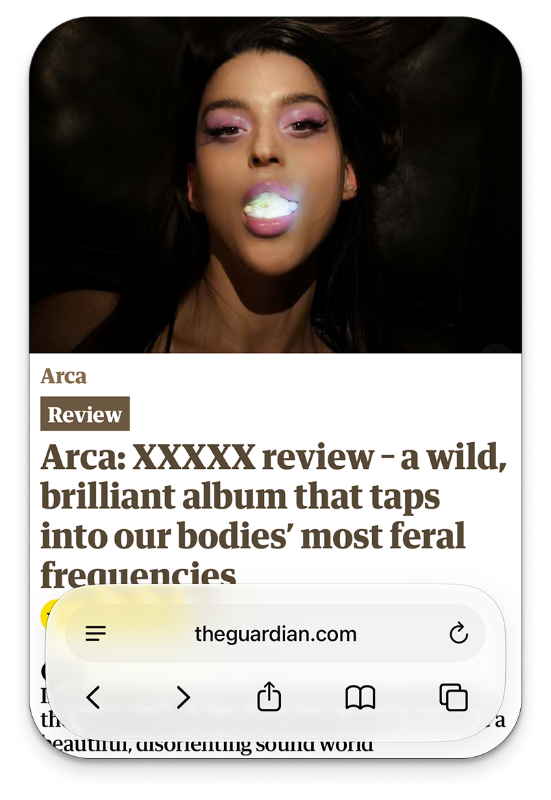 Music review open in a web browser